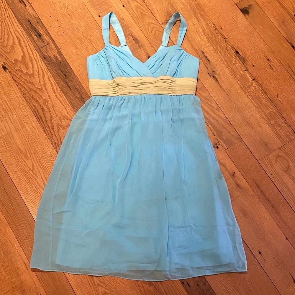 Forever Yours Woodland Fairy Tulle Babydoll Dress Pale Blue & Kiwi Ruched Sash 8